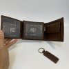 Pánský tmavě hnědý kožený set peněženky a klíčenky s vlastním monogramem, textem, fotkou