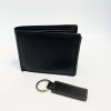 Pánský černý kožený set peněženky a klíčenky s vlastním monogramem, textem