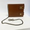 Pánská hnědá kožená peněženka s řetízkem ROYAL Leather s monogramem (ražba)