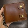 Pánská hnědá kožená peněženka s řetízkem ROYAL Leather s monogramem (ražba)