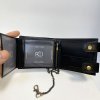 Pánská černá kožená peněženka s řetízkem ROYAL Leather RFID s monogramem, textem nebo fotkou