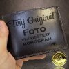 Pánská tmavě hnědá kožená peněženka ROYAL Leather RFID s vlastním monogramem, textem nebo fotkou  + Akce - zlatá mince Pro štěstí ZDARMA
