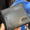 Pánská černá kožená peněženka ROYAL Leather s monogramem (ražba)  + Akce - zlatá mince Pro štěstí ZDARMA