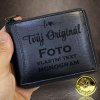 Pánská černá kožená peněženka ZIPPER ROYAL Leather s monogramem, textem nebo fotkou