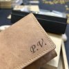 Robustní hnědá kožená kasírka peněženka EXCLUSIVE Leather s monogramem (ražba)  + Akce - zlatá mince Pro štěstí ZDARMA