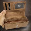 Robustní hnědá kožená kasírka peněženka EXCLUSIVE Leather s monogramem (ražba)