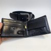 Pánský kožený set černý EXCLUSIVE RFID ROYAL Leather kožená peněženka a kožený pásek s monogramem (ražba)