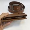 Pánský kožený hnědý set NAPPA BEORIGINAL Leather kožená peněženka a kožený pásek s monogramem (ražba)