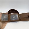 Pánský kožený hnědý set NAPPA BEORIGINAL Leather kožená peněženka a kožený pásek s monogramem (ražba)