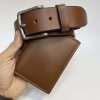 Pánský kožený hnědý set NAPPA BEORIGINAL Leather kožená peněženka a kožený pásek s monogramem (ražba)