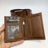 Pánský kožený hnědý set NAPPA BEORIGINAL Leather kožená peněženka a kožený pásek s monogramem (ražba)