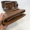 Pánský kožený hnědý set NAPPA BEORIGINAL Leather kožená peněženka a kožený pásek s monogramem (ražba)
