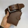 Pánský kožený tmavě hnědý set NAPPA BEORIGINAL Leather kožená peněženka a kožený pásek s monogramem (ražba)