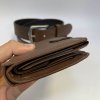 Pánský kožený tmavě hnědý set NAPPA BEORIGINAL Leather kožená peněženka a kožený pásek s monogramem (ražba)