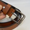 Pánský prošitý světle hnědý kožený pásek DEUTSCHLAND Leather s monogramem (ražba)