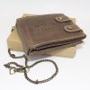 Pánská hnědá kožená peněženka s řetízkem Tiger Leather s monogramem a vlastním textem