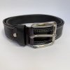 Pánský prošitý černý kožený pásek DOUBLE HUNTERS Leather s monogramem (ražba) lze zkrátit