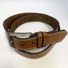 Pánský prošitý hnědý kožený pásek DOUBLE HUNTERS Leather s monogramem (ražba) lze zkrátit