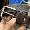 Pánský prošitý tmavě hnědý kožený pásek DOUBLE HUNTERS Leather s monogramem (ražba) lze zkrátit  Tmavě hnědý pánský kožený pásek s gravírováním a monogramem | Tvujoriginal.cz