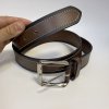 Pánský prošívaný kožený pásek COMBO Leather hnědá / černá s monogramem (ražba) lze zkrátit