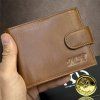 Pánská hnědá kožená peněženka PERSONIQ Be Leather RFID s monogramem (ražba)