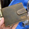 Pánská hnědá kožená peněženka HUNTER Natural Leather s monogramem (ražba)  + Akce - zlatá mince Pro štěstí ZDARMA