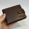 Pánská tmavě hnědá kožená peněženka PERSONIQ Be Leather RFID s monogramem (ražba)  + Akce - zlatá mince Pro štěstí ZDARMA