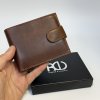Pánská tmavě hnědá kožená peněženka PERSONIQ BeLeather RFID s gravírováním textu,  monogramu, fotky  + Akce - zlatá mince Pro štěstí ZDARMA