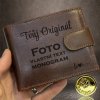 Pánská tmavě hnědá kožená peněženka PERSONIQ BeLeather RFID s gravírováním textu,  monogramu, fotky  + Akce - zlatá mince Pro štěstí ZDARMA