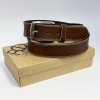 Prémiový hnědý prošívaný kožený pásek BEORIGINAL s ražbou vlastního monogramu (lze zkrátit)  + prémiové dárkové balení BE Original