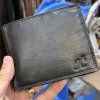 Černá SLIM kožená peněženka BEORIGINAL Leather s monogramem (ražba)  + Akce - zlatá mince Pro štěstí ZDARMA