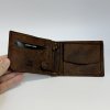 Tmavě hnědá SLIM kožená peněženka BEORIGINAL Leather s monogramem (ražba)  + Akce - zlatá mince Pro štěstí ZDARMA