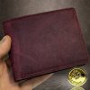 Vínová BORDO SLIM kožená peněženka BEORIGINAL Leather s monogramem (ražba)  + Akce - zlatá mince Pro štěstí ZDARMA