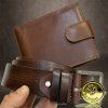 Pánský hnědý bordo kožený set BEORIGINAL Leather kožená peněženka a kožený pásek s monogramem (ražba)