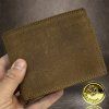 Pánská tmavě hnědá kožená peněženka HUNTER Leather s monogramem (ražba)  + Akce - zlatá mince Pro štěstí ZDARMA