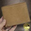 Pánská světle hnědá kožená peněženka HUNTER Leather s monogramem (ražba)  + Akce - zlatá mince Pro štěstí ZDARMA