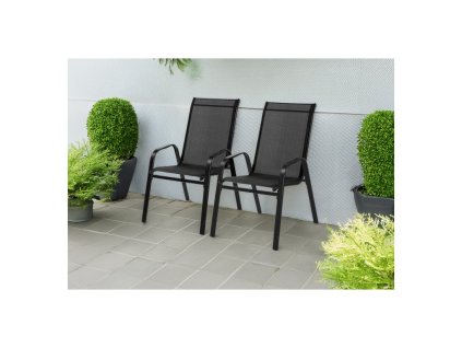 SADA 2 ČERNÝCH ZAHRADNÍCH ŽIDLEČEK