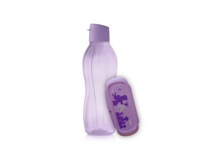 Sada Eco+ Voděnka II 750 ml, fialová s pítkem + Svačinka Disney Jasmína