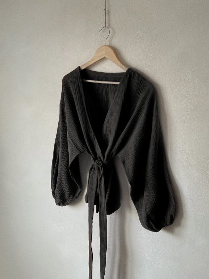 kimono top s dlhým rukávom čierne