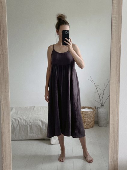 Lara šaty na ramienka horká čokoláda 1