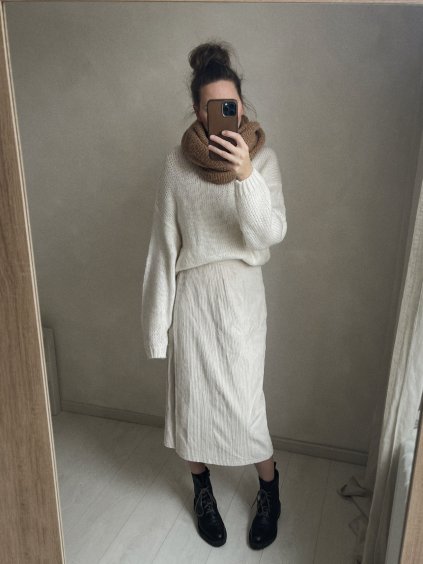 Menčestrová zavinovacia sukňa - prírodná