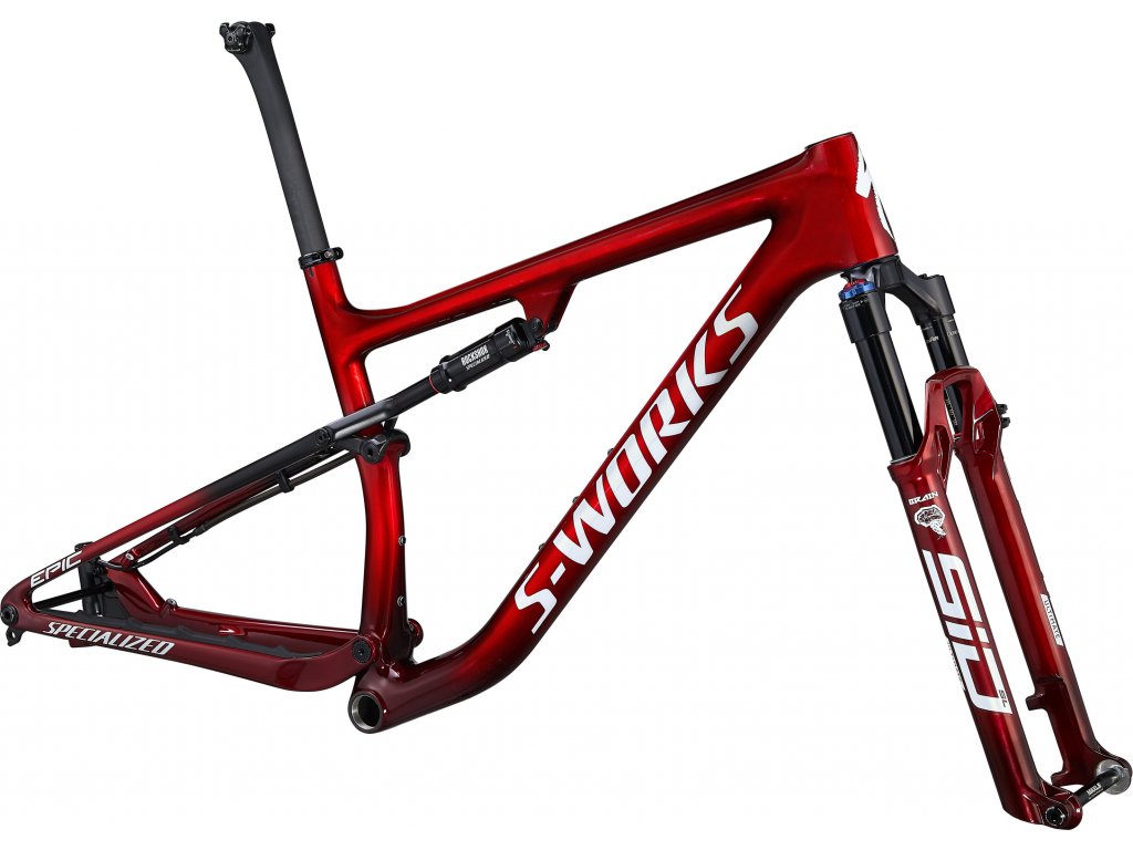 Specialized S-Works Epic Frameset - Gloss Red Tint Fade Over Brushed Silver/Tarmac Black/White w/Gold Pearl