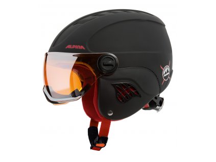 Dětská lyžařská helma Alpina Carat LE Visor HM - black red matt