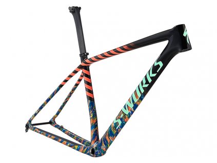 Specialized S-Works Epic Hardtail Frameset - Gloss Carbon/Cobalt Marble/Brassy Yellow Marble/Vivid Coral/Oasis
