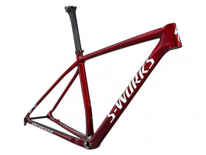 Specialized S-Works Epic Hardtail Frameset - Gloss Red Tint Fade Over Brushed Silver/Tarmac Black/White w/ Gold Pearl