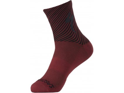 Specialized Soft Air Road Mid Sock - Crimson/Black Stripe