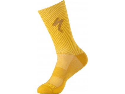 Specialized Soft Air Road Tall Sock - Brassy Yellow/Golden Yellow Stripe