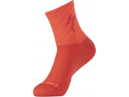 Specialized Soft Air Road Mid Sock - Flo Red/Rocket Red Stripe