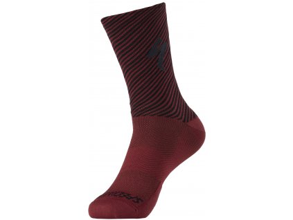 Specialized Soft Air Road Tall Sock - Crimson/Black Stripe