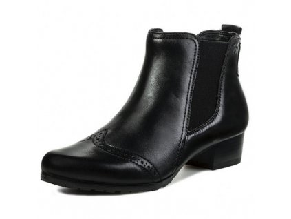 Caprice Černé kotníkové boty zdobené pásky a stříbrno špičkou